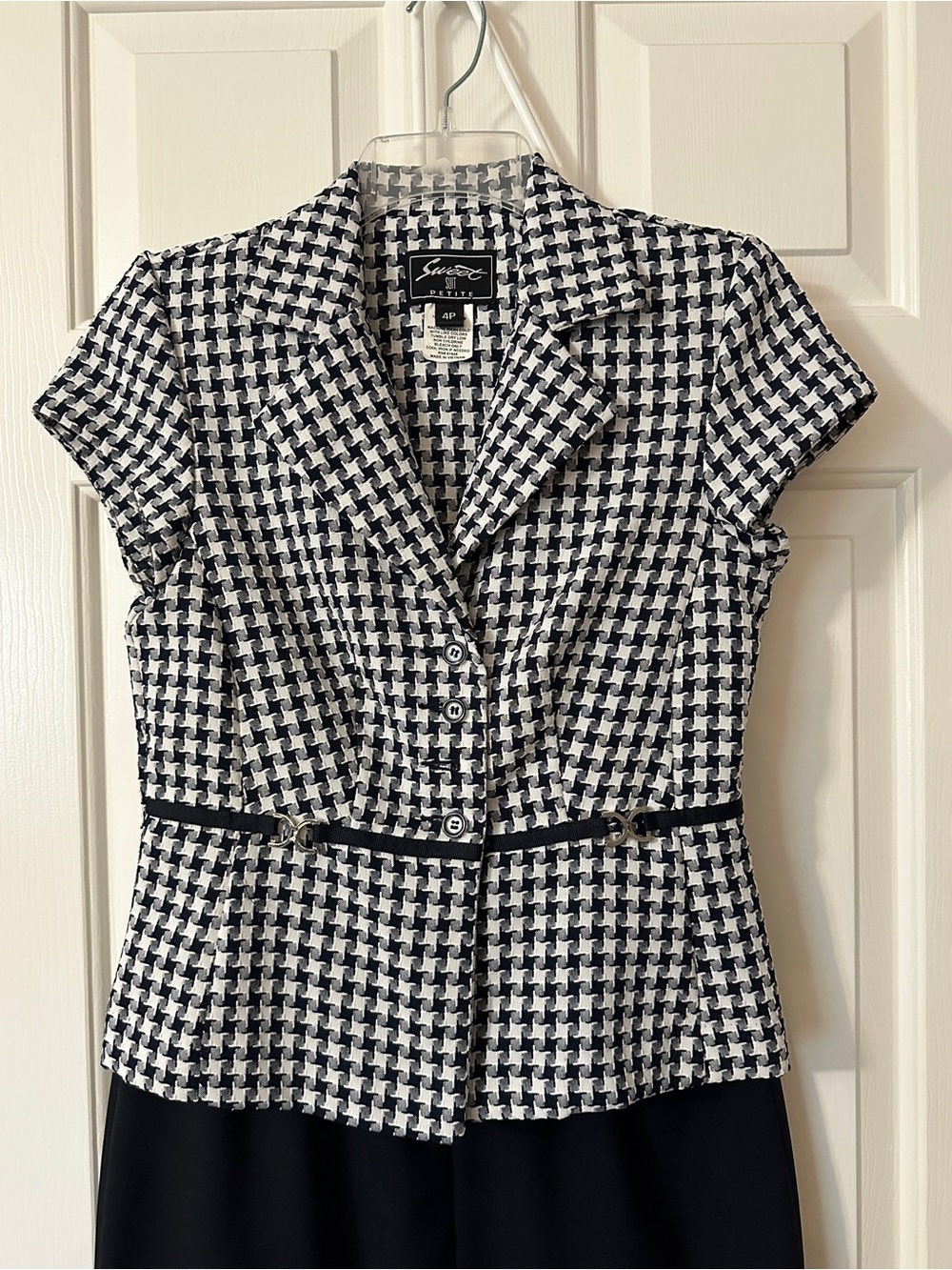 Dark Navy & White skirt suit set - Picture 3 of 5